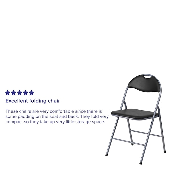 Flash Furniture Black Vinyl Folding Chair - 2-YB-YJ806H-GG