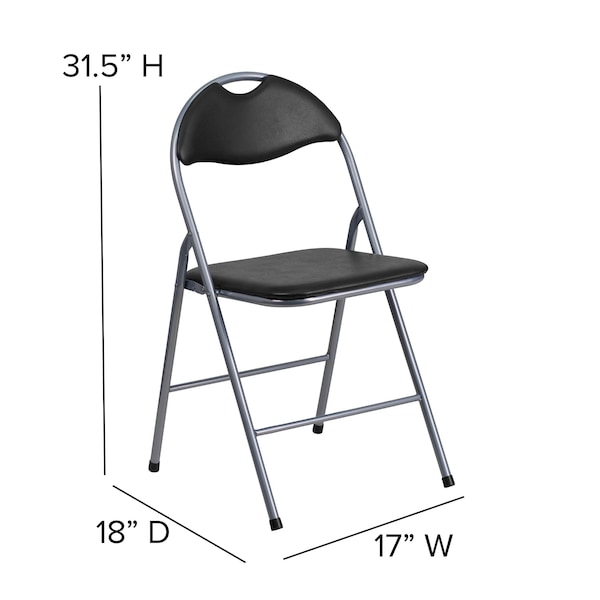 Flash Furniture Black Vinyl Folding Chair - 2-YB-YJ806H-GG