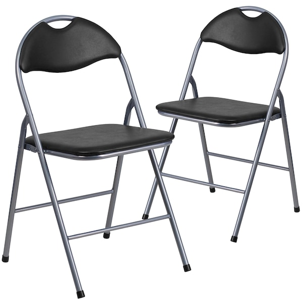 Flash Furniture Black Vinyl Folding Chair - 2-YB-YJ806H-GG
