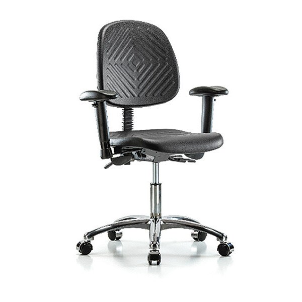 Blue Ridge Ergonomics Desk Chair Desk Chair, Med, Poly, Bk Chr, Tilt AA, Cast, Adjustable Arms, 17" to 22" Height, Black; Blue - BR-PDHCH-MB-CR-T1-A1-CC