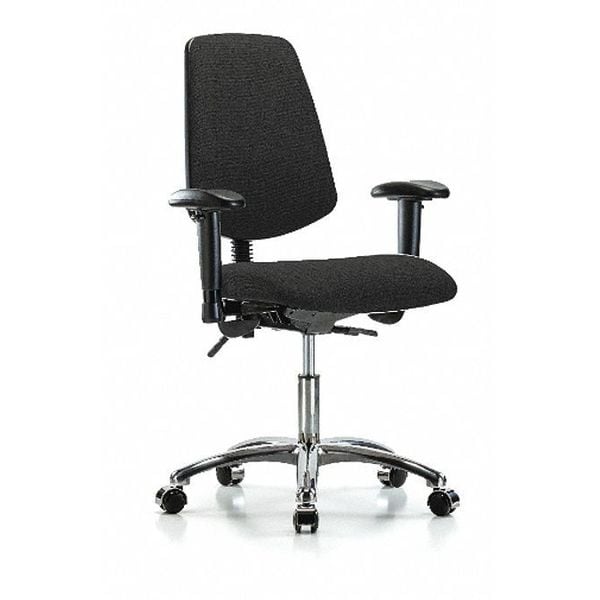 Blue Ridge Ergonomics Desk Chair Fab Desk Chair, Med, Bk, Cast, Blk, Adjustable Arms, 19" to 24" Height, Fabric, Black - BR-FDHCH-MB-CR-T1-A1-CC-F42