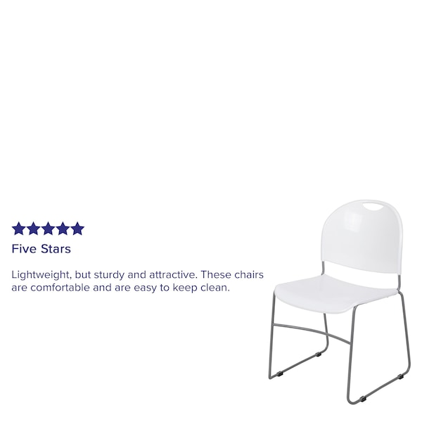 Flash Furniture White Plastic Stack Chair - RUT-188-WH-GG