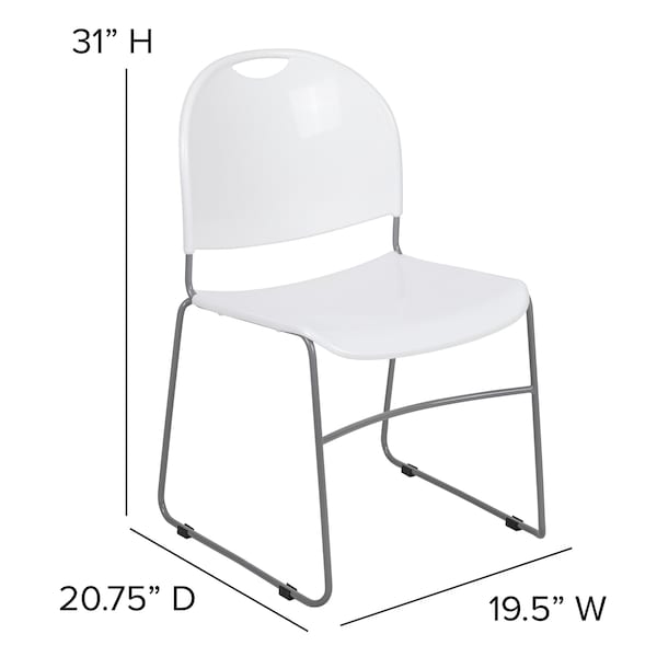 Flash Furniture White Plastic Stack Chair - RUT-188-WH-GG