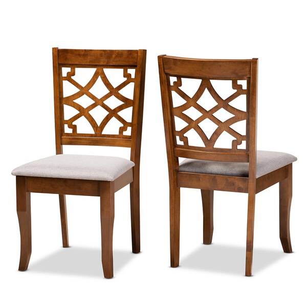 Baxton Studio Mael Modern and Contemporary Grey Fabric and Walnut Brown Finished Wood 2-Piece Dining Chair Set - 183-10542-ZORO