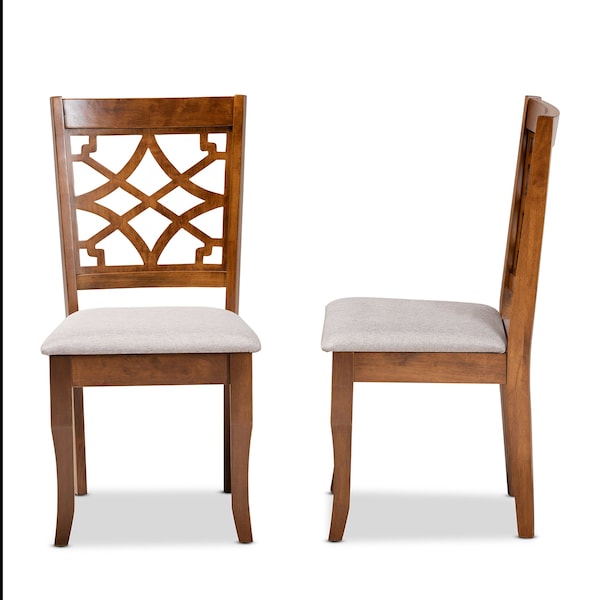 Baxton Studio Mael Modern and Contemporary Grey Fabric and Walnut Brown Finished Wood 2-Piece Dining Chair Set - 183-10542-ZORO