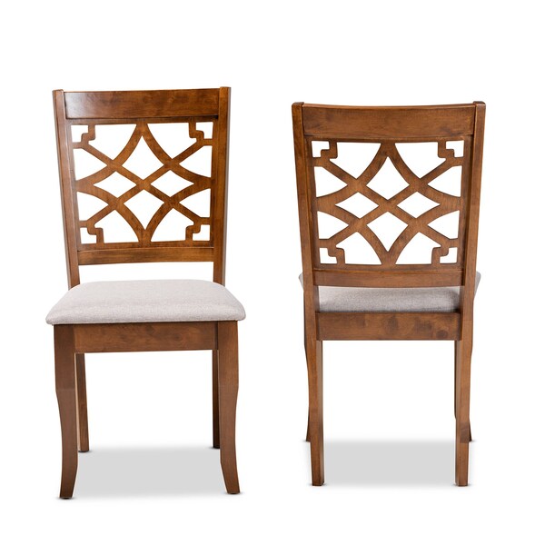 Baxton Studio Mael Modern and Contemporary Grey Fabric and Walnut Brown Finished Wood 2-Piece Dining Chair Set - 183-10542-ZORO