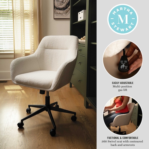 Martha Stewart Rayna Upholstered Office Chair in White/Oil Rubbed Bronze - CH-220921-6-WH-BK-MS