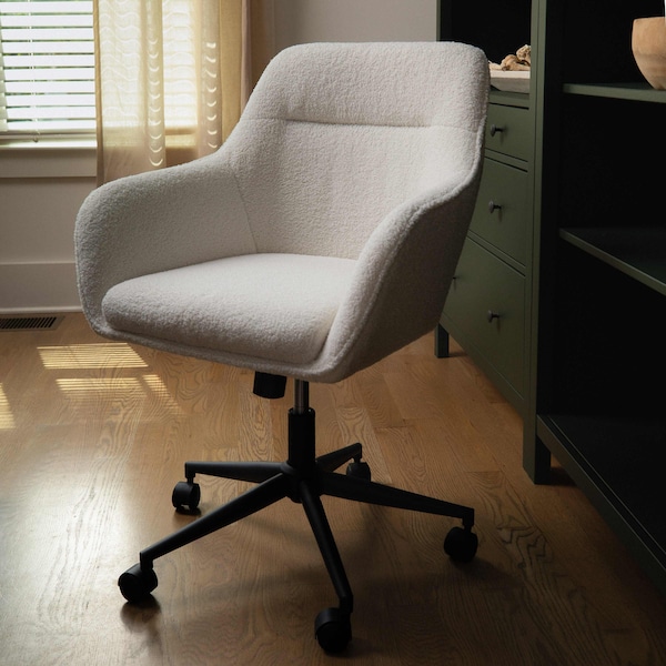 Martha Stewart Rayna Upholstered Office Chair in White/Oil Rubbed Bronze - CH-220921-6-WH-BK-MS