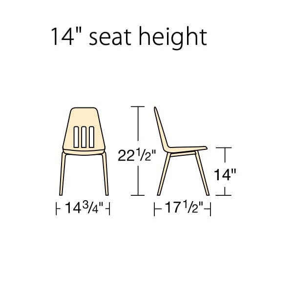 Virco 9000 Series 14" Classroom Chair, Kindergarten - 2nd Grade with Nylon Glides - Wine Seat - 9014