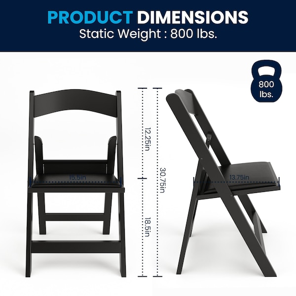 Flash Furniture Resin Folding Chair, Black - LE-L-1-BLACK-GG
