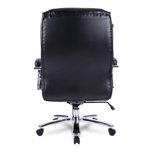 Alera Big and Tall Chair Big/Tall Leather Chair, Black/Chrome, Padded Arms, 20-1/4" to 24-1/4" Height - ALEMS4419