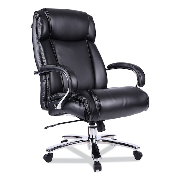 Alera Big and Tall Chair Big/Tall Leather Chair, Black/Chrome, Padded Arms, 20-1/4" to 24-1/4" Height - ALEMS4419