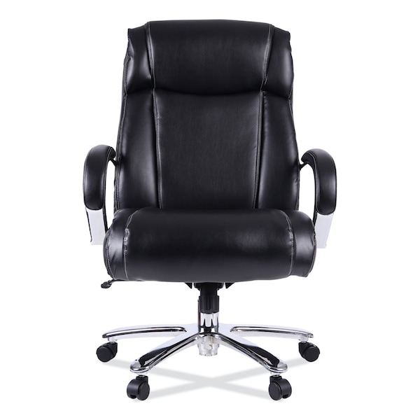 Alera Big and Tall Chair Big/Tall Leather Chair, Black/Chrome, Padded Arms, 20-1/4" to 24-1/4" Height - ALEMS4419