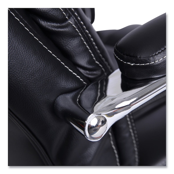 Alera Big and Tall Chair Big/Tall Leather Chair, Black/Chrome, Padded Arms, 20-1/4" to 24-1/4" Height - ALEMS4419