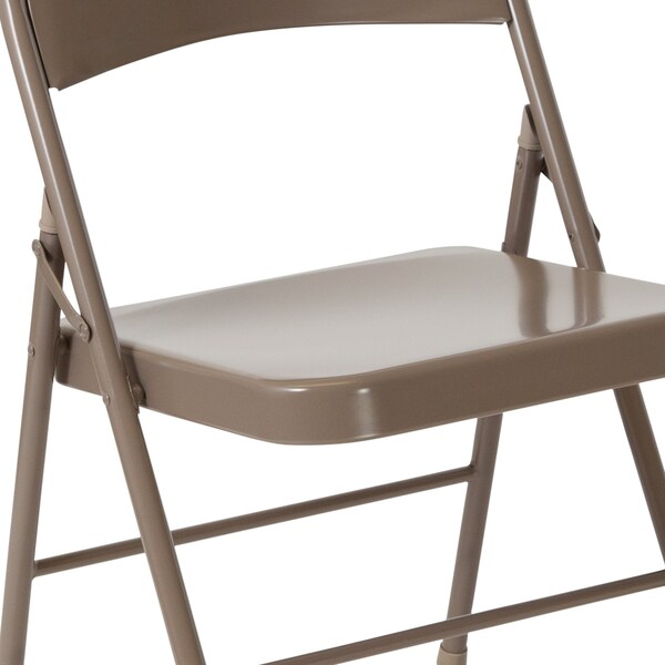 Flash Furniture Double Braced Beige Metal Folding Chair - BD-F002-BGE-GG