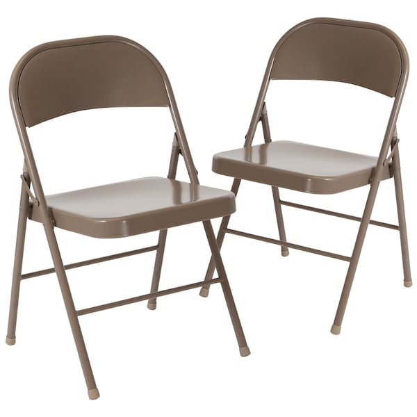 Flash Furniture Double Braced Beige Metal Folding Chair - BD-F002-BGE-GG