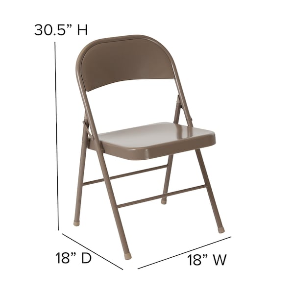 Flash Furniture Double Braced Beige Metal Folding Chair - BD-F002-BGE-GG