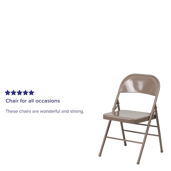Flash Furniture Double Braced Beige Metal Folding Chair - BD-F002-BGE-GG