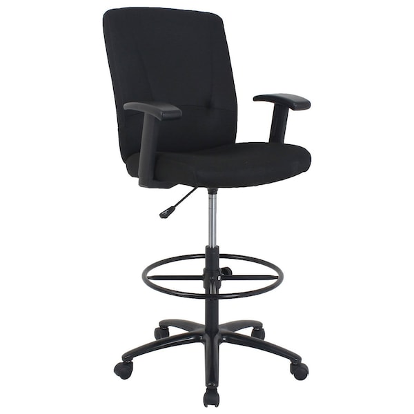 Global Industrial Mid Back Big and Tall Stool - Fabric Mesh - Black - 695507