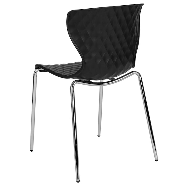 Flash Furniture Lowell Contemporary Design Black Plastic Stack Chair, PK4 - 4-LF-7-07C-BLK-GG