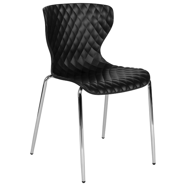 Flash Furniture Lowell Contemporary Design Black Plastic Stack Chair, PK4 - 4-LF-7-07C-BLK-GG