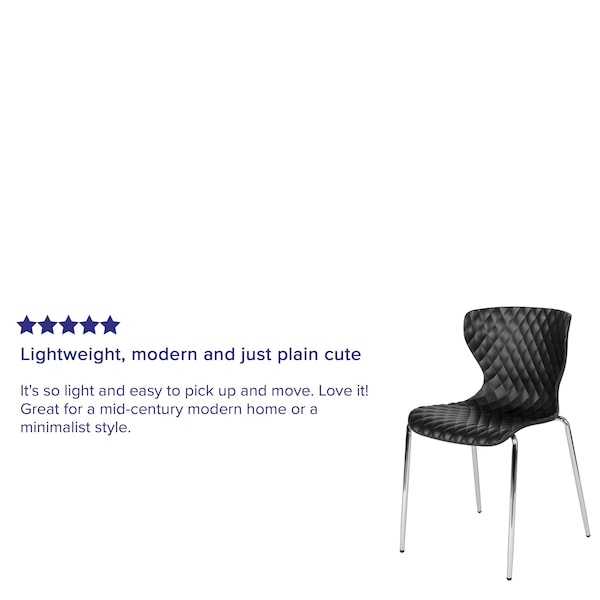 Flash Furniture Lowell Contemporary Design Black Plastic Stack Chair, PK4 - 4-LF-7-07C-BLK-GG