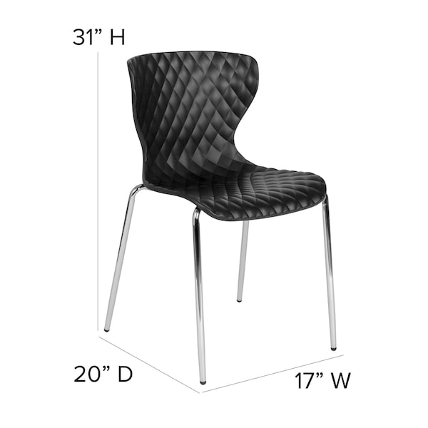 Flash Furniture Lowell Contemporary Design Black Plastic Stack Chair, PK4 - 4-LF-7-07C-BLK-GG