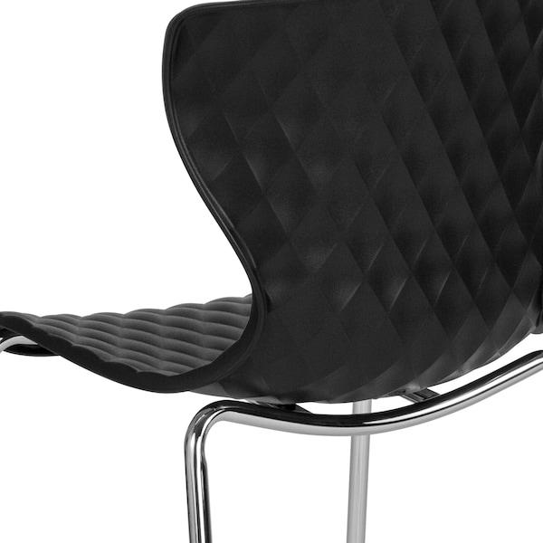 Flash Furniture Lowell Contemporary Design Black Plastic Stack Chair, PK4 - 4-LF-7-07C-BLK-GG
