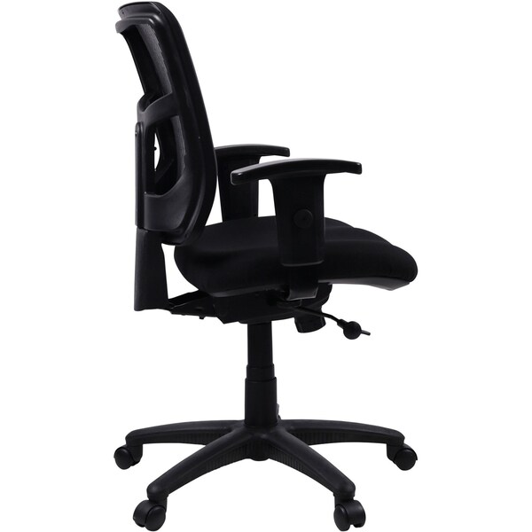 Lorell Managerial Chair Mesh Mid-Back Managerial Chair, Black, Adjustable Arms, 17.70" to 21" Height, Black - LLR86209