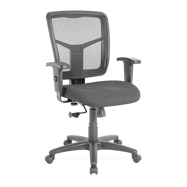 Lorell Managerial Chair Mesh Mid-Back Managerial Chair, Black, Adjustable Arms, 17.70" to 21" Height, Black - LLR86209