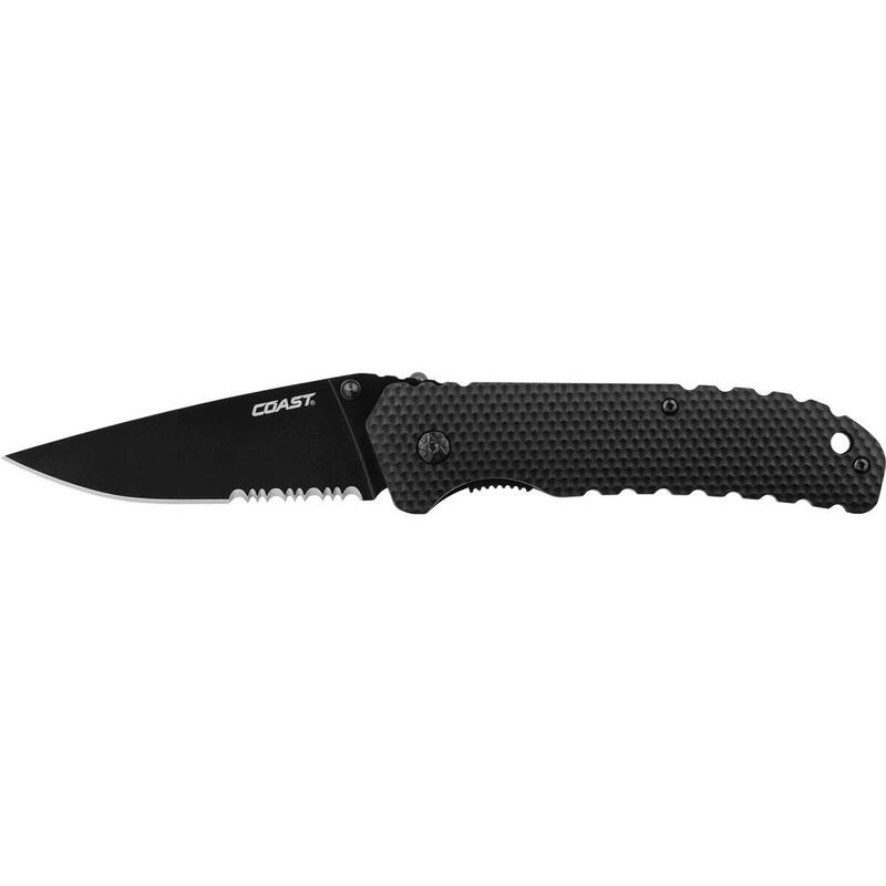 Coast 3.5 in. Stainless Steel Partially Serrated Drop Folding Knife - DX344