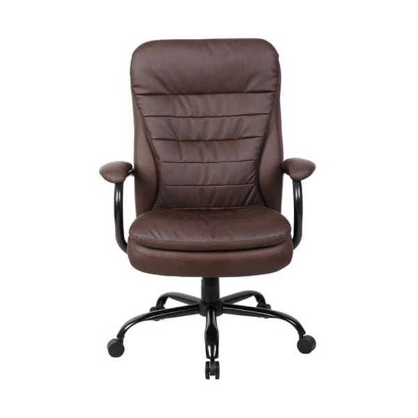 Boss Heavy Duty Double Plush Chair, Brown Back, 33-1/2 in W 31" L 45-1/2" H, Fixed, Leather Seat - B991-BB