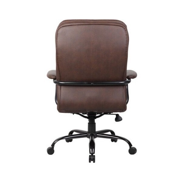 Boss Heavy Duty Double Plush Chair, Brown Back, 33-1/2 in W 31" L 45-1/2" H, Fixed, Leather Seat - B991-BB