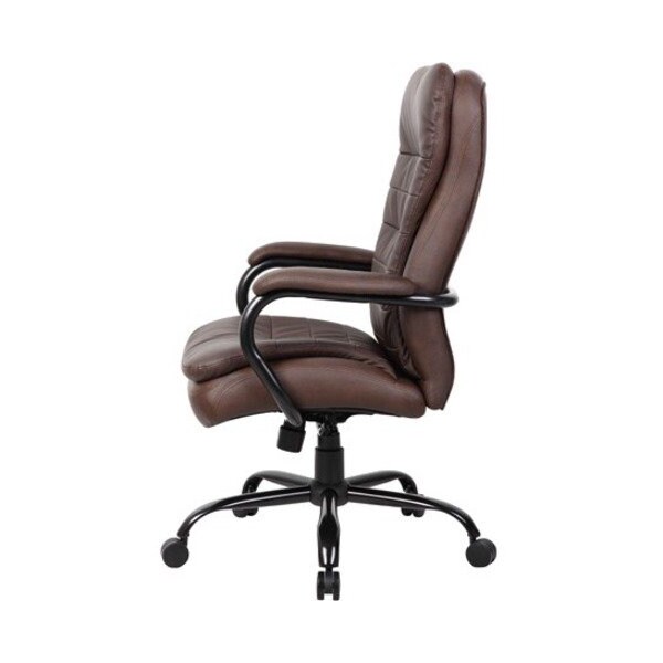 Boss Heavy Duty Double Plush Chair, Brown Back, 33-1/2 in W 31" L 45-1/2" H, Fixed, Leather Seat - B991-BB