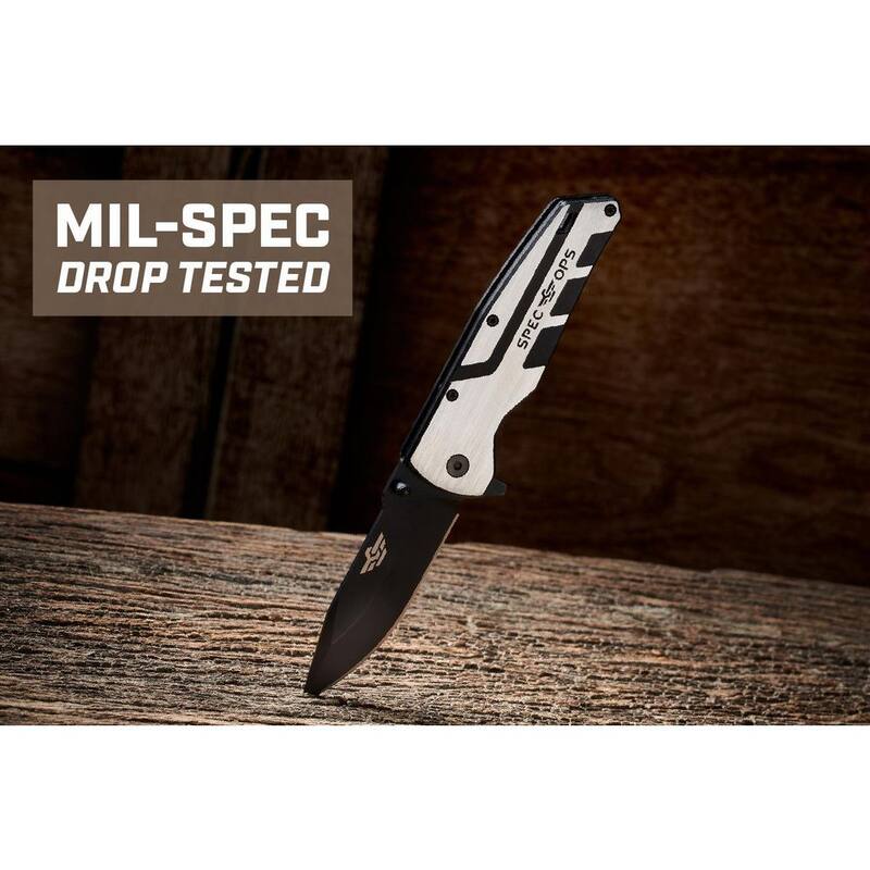 SPEC OPS Folding Pocket Knife, 2.8 in. Blade, High Carbon Steel, Drop Point, Folding Knife - SPEC-K1-PK2