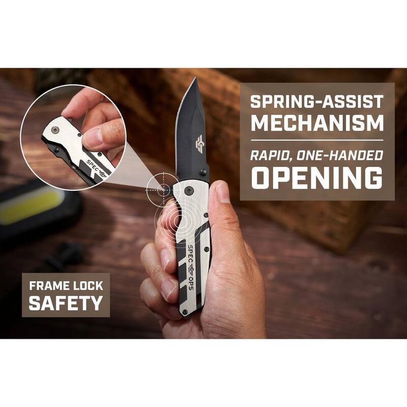 SPEC OPS Folding Pocket Knife, 2.8 in. Blade, High Carbon Steel, Drop Point, Folding Knife - SPEC-K1-PK2