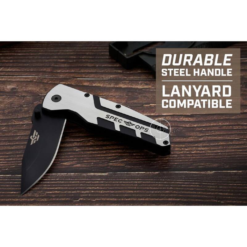 SPEC OPS Folding Pocket Knife, 2.8 in. Blade, High Carbon Steel, Drop Point, Folding Knife - SPEC-K1-PK2