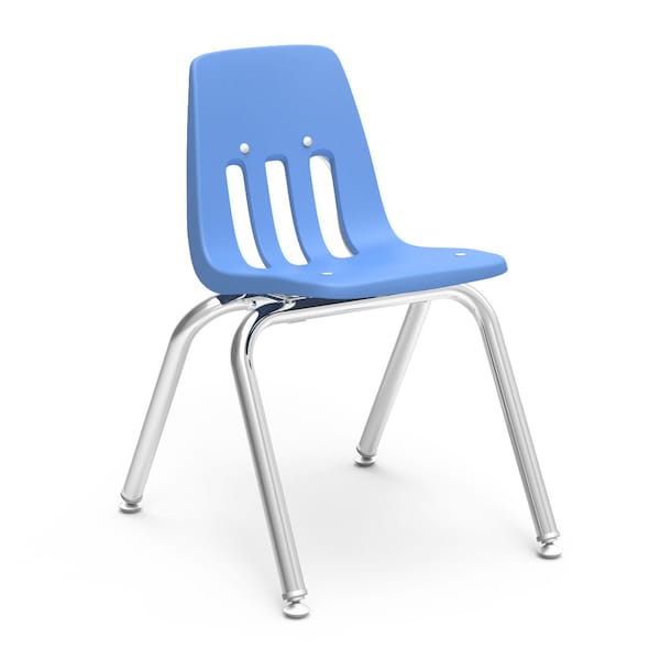 Virco 9000 Series 14" Classroom Chair, Kindergarten - 2nd Grade with Nylon Glides - Sky Blue Seat - 9014