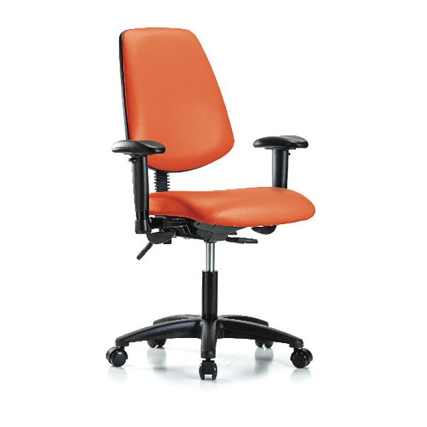 Blue Ridge Ergonomics Desk Chair Adjustable Arms, 18" to 23" Height, Vinyl, Orange Kist - BR-VDHCH-MB-RG-T1-A1-RC-8613