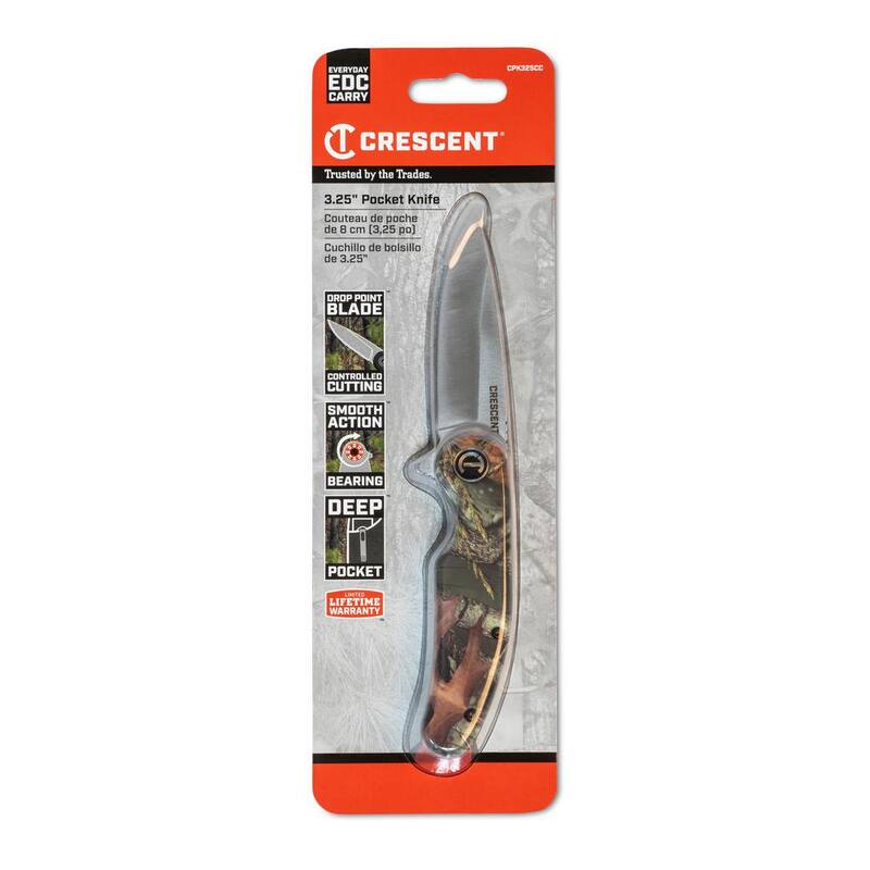 Crescent 3.25 in. Drop Point Blade Everyday Carry Knife with Camo Composite Handle - CPK325CC