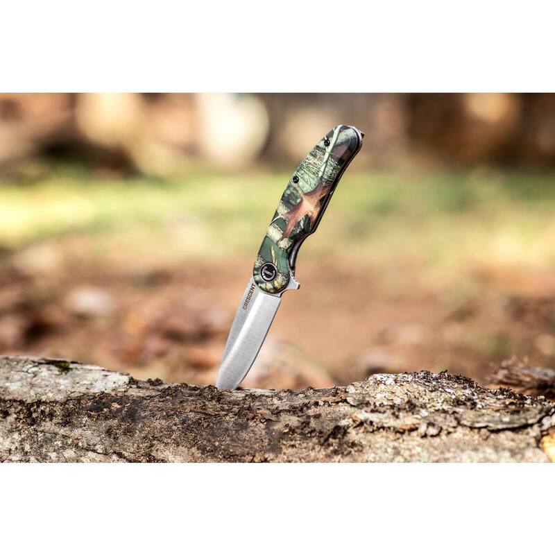 Crescent 3.25 in. Drop Point Blade Everyday Carry Knife with Camo Composite Handle - CPK325CC