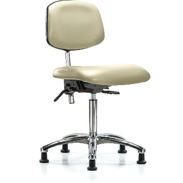 Blue Ridge Ergonomics Clean Room Chair Med Ben Chair, Vin, Chrm, Glds, Wht, CL100, No Arms, 22" to 29" Height, Vinyl - BR-NCR-VMBCH-CR-T0-A0-NF-RG-8501