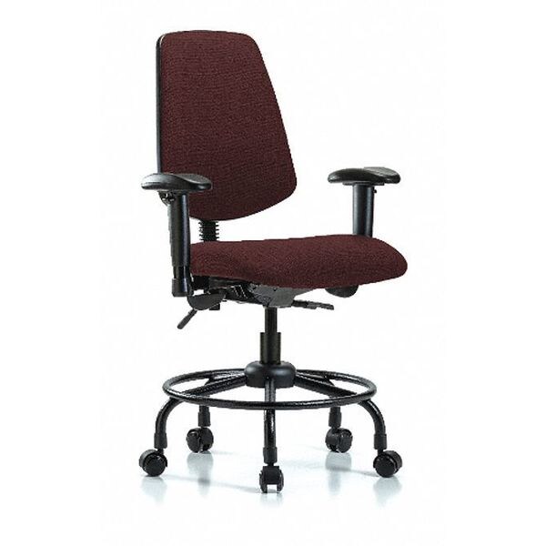 Blue Ridge Ergonomics Desk Chair Fab Desk Chair, Med, Bk, RT, Cast, Bur, Adjustable Arms, 21" to 26" Height, Fabric, Burgundy - BR-FDHCH-MB-RT-T1-A1-RC-F41