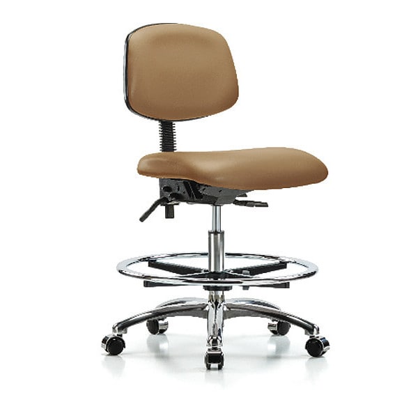 Blue Ridge Ergonomics Medium Bench Chair Chair, Vin, Med Ben, Chr Tilt CF Cast, Taupe, No Arms, 22" to 29" Height, Vinyl - BR-VMBCH-CR-T1-A0-CF-CC-8584