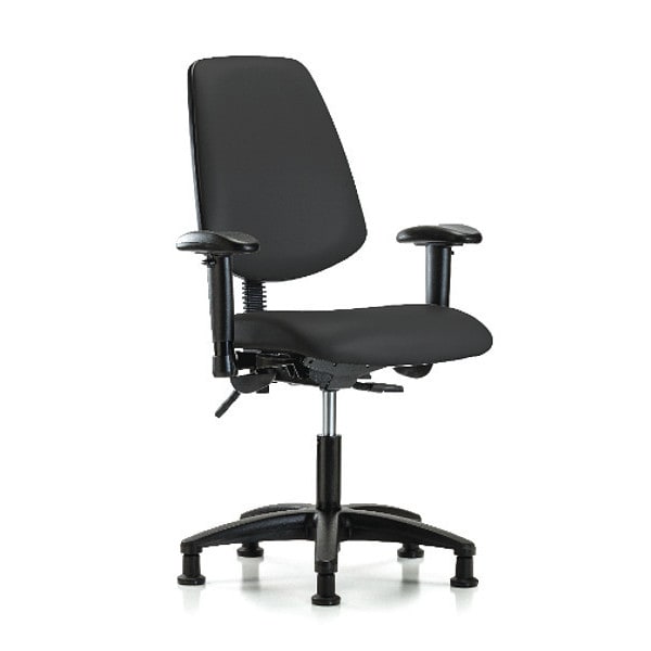 Blue Ridge Ergonomics Desk Chair Adjustable Arms, 18" to 23" Height, Vinyl, Black - BR-VDHCH-MB-RG-T0-A1-RG-8540