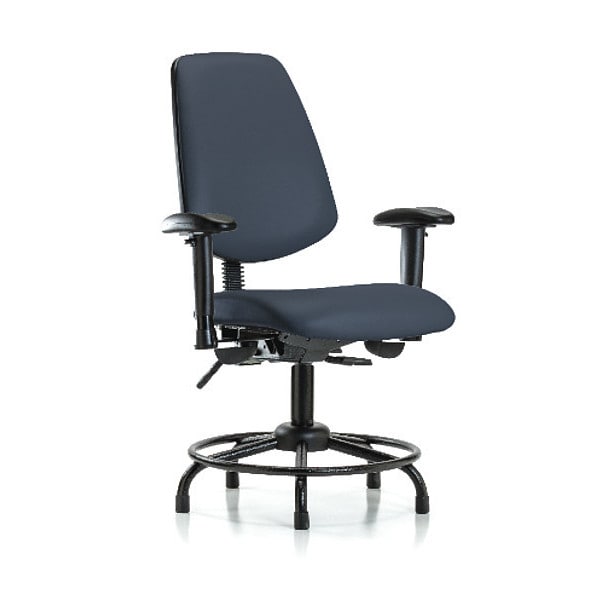 Blue Ridge Ergonomics Desk Chair Adjustable Arms, 18" to 23" Height, Vinyl, Imperial Blue - BR-VDHCH-MB-RT-T0-A1-RG-8582