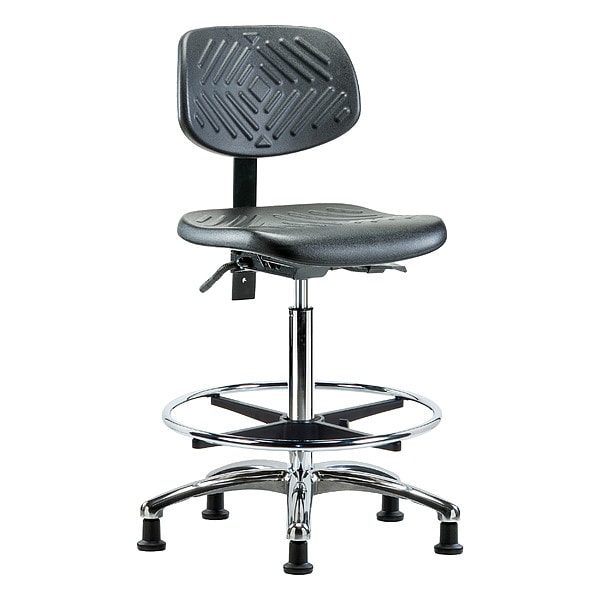 Zoro Select High Bench Chair Ergonomic Chair, No Arms, 24-1/2" to 34-3/4" Height, Polyurethane, Black - BR-PHBCH-CR-T0-A0-CF-RG-BLK