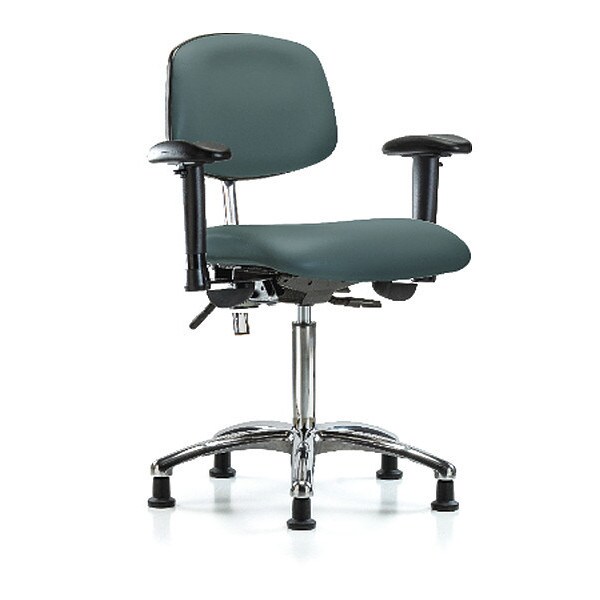 Zoro Select Clean Room Chair Ergonomic Chair, Adjustable Arms, 21-1/2" to 29" Height, Vinyl, Colonial Blue - BR-NCR-VMBCH-CR-T1-A1-NF-RG-8546