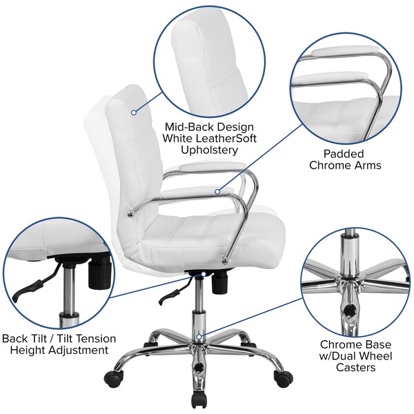 Flash Furniture White LeatherSoft Executive Swivel Chairs, 4PK - 4-GO-2286M-WH-GG