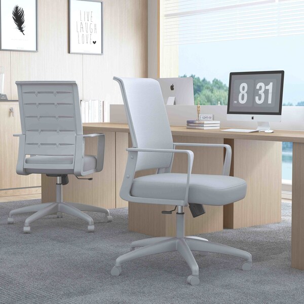 Boss Office Products Task Chair Gray Frame, Gray Mesh and Fabric - B6376GY-GY